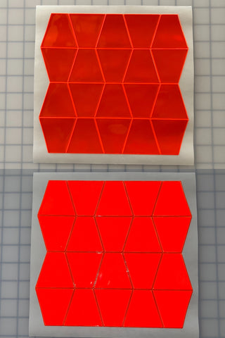 Oralite Reflective 2" Fluorescent Red Orange Trapezoids Hot Dots (20 Per Sheet)