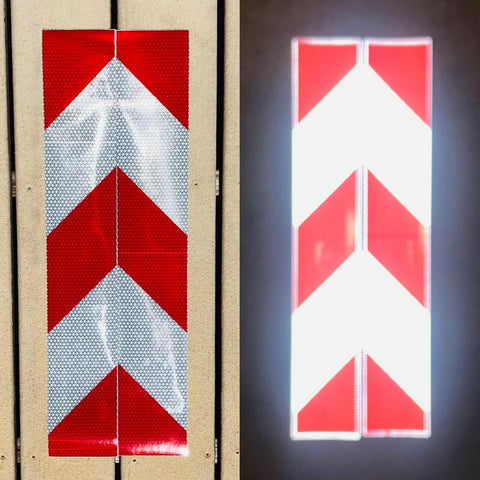 Vertical White & Red Reflective Chevron Panels (Multiple Sizes) - Reflective Pro