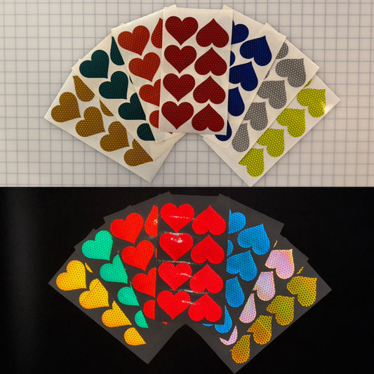 8 Reflective 2.5" x 2.85" V98 Prismatic Hearts - Reflective Pro