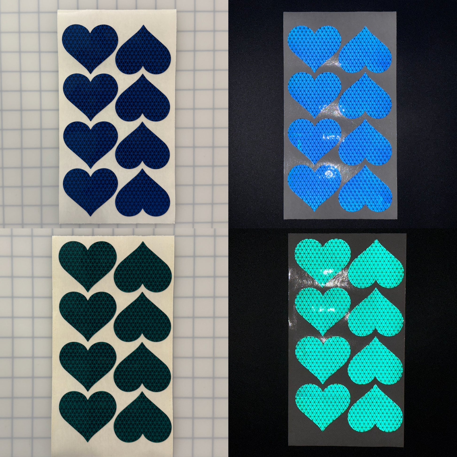 8 Reflective 2.5" x 2.85" V98 Prismatic Hearts - Reflective Pro
