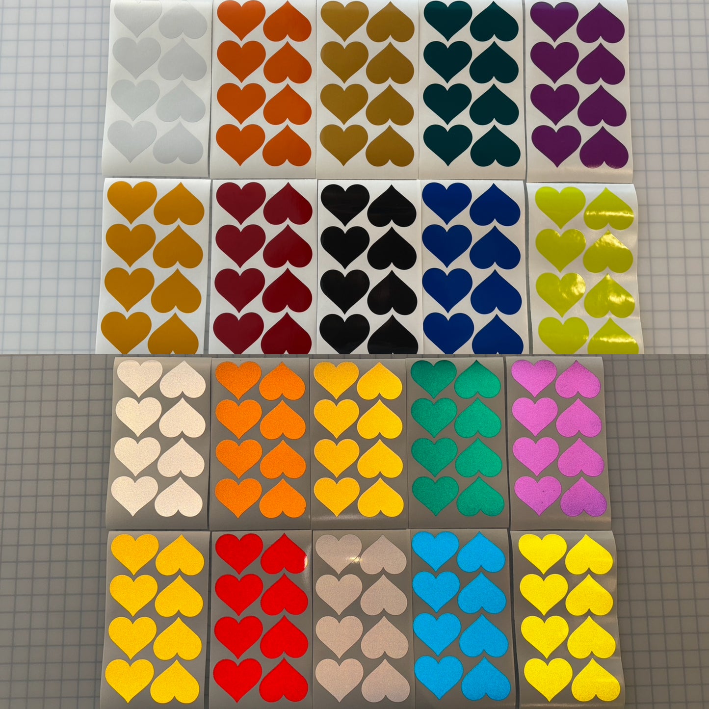 8 Reflective 2.5" x 2.85" ELG Hearts - Reflective Pro
