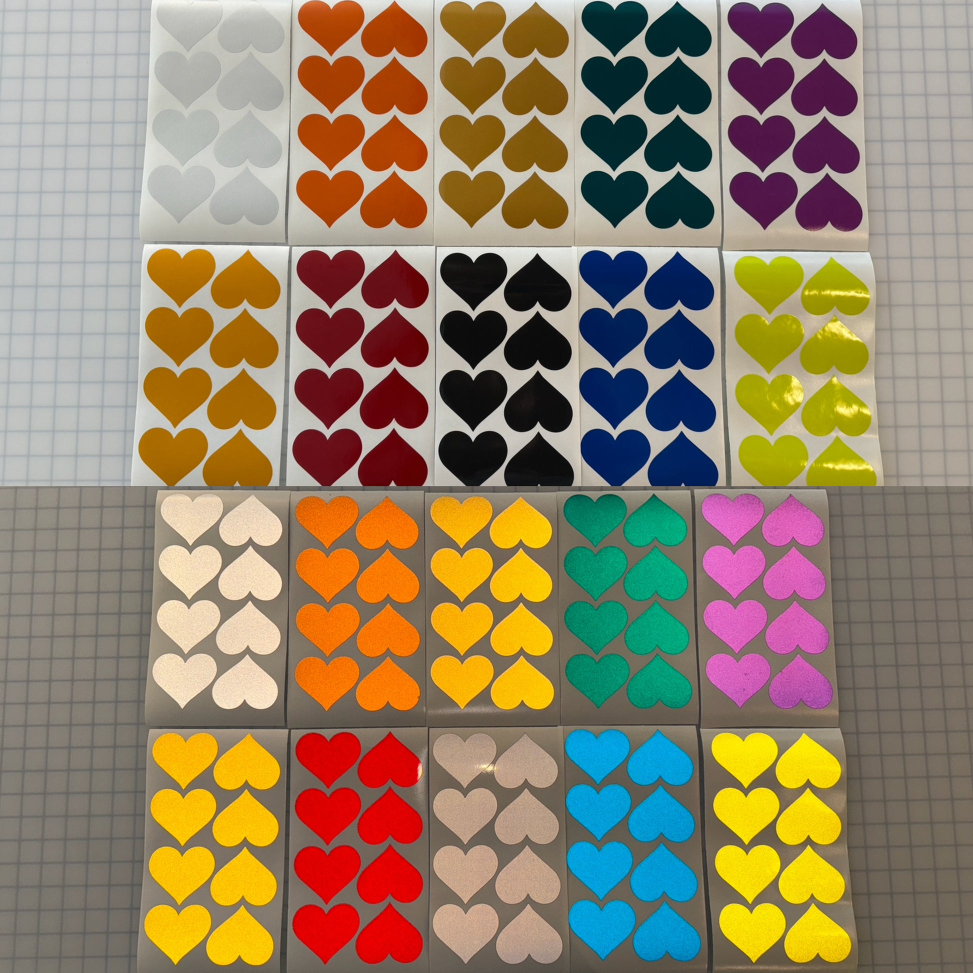 8 Reflective 2.5" x 2.85" ELG Hearts - Reflective Pro