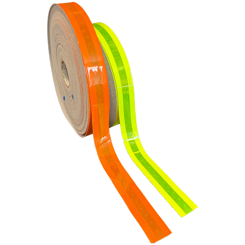 2" Oralite FTP2550 Ultra Brilliance Prismatic Sew On Fire Trim - Fluorescent Red Orange & Fluorescent Lime - Reflective Pro