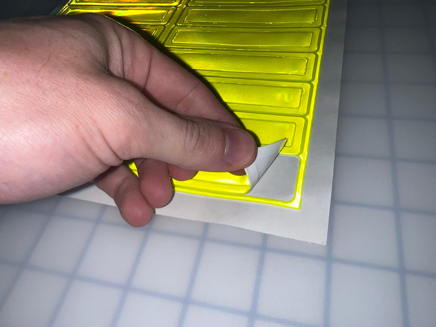 Oralite Reflective 1" x 4" Fluorescent Lime Rectangles Hot Dots (16 Per Sheet) - Reflective Pro