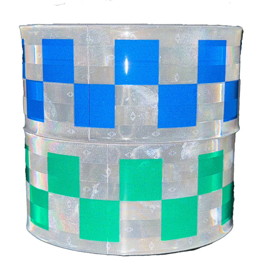 2" ORALITE GP801 Metalized Checkered Prismatic Sew On Trim - Blue & Green - Reflective Pro