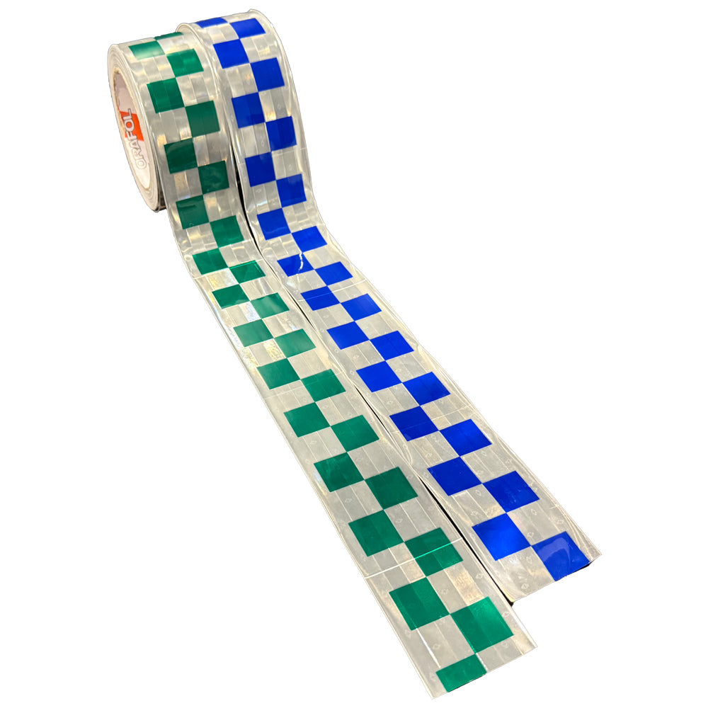 2" ORALITE GP801 Metalized Checkered Prismatic Sew On Trim - Blue & Green - Reflective Pro
