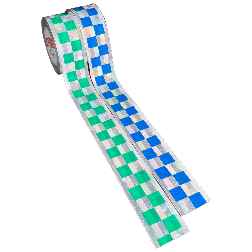 2" ORALITE GP801 Metalized Checkered Prismatic Sew On Trim - Blue & Green - Reflective Pro