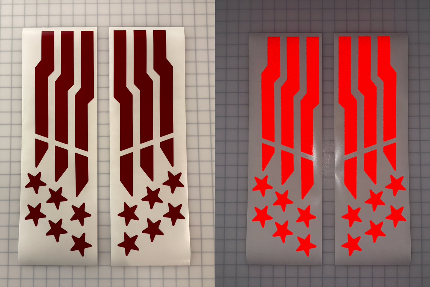 REFLECTIVE Stars & Stripes Headlight Decal