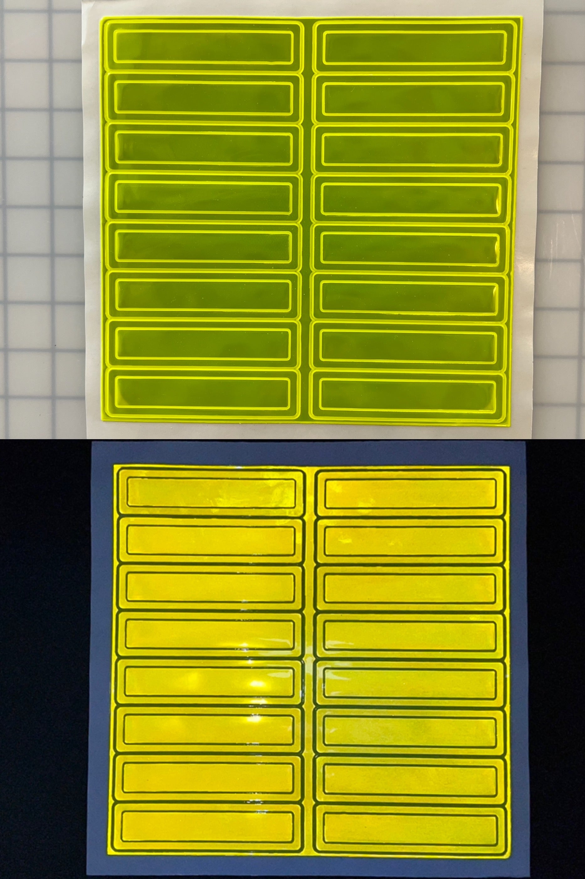 Oralite Reflective 1" x 4" Fluorescent Lime Rectangles Hot Dots (16 Per Sheet) - Reflective Pro