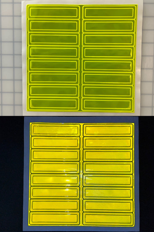 Oralite Reflective 1" x 4" Fluorescent Lime Rectangles Hot Dots (16 Per Sheet) - Reflective Pro