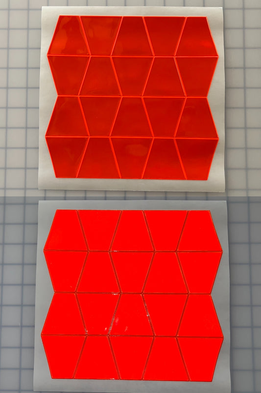 Oralite Reflective 2" Fluorescent Red Orange Trapezoids Hot Dots (20 Per Sheet) - Reflective Pro