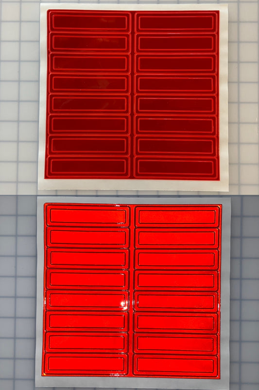 Oralite Reflective 1" x 4" Red Rectangles Hot Dots (16 Per Sheet) - Reflective Pro