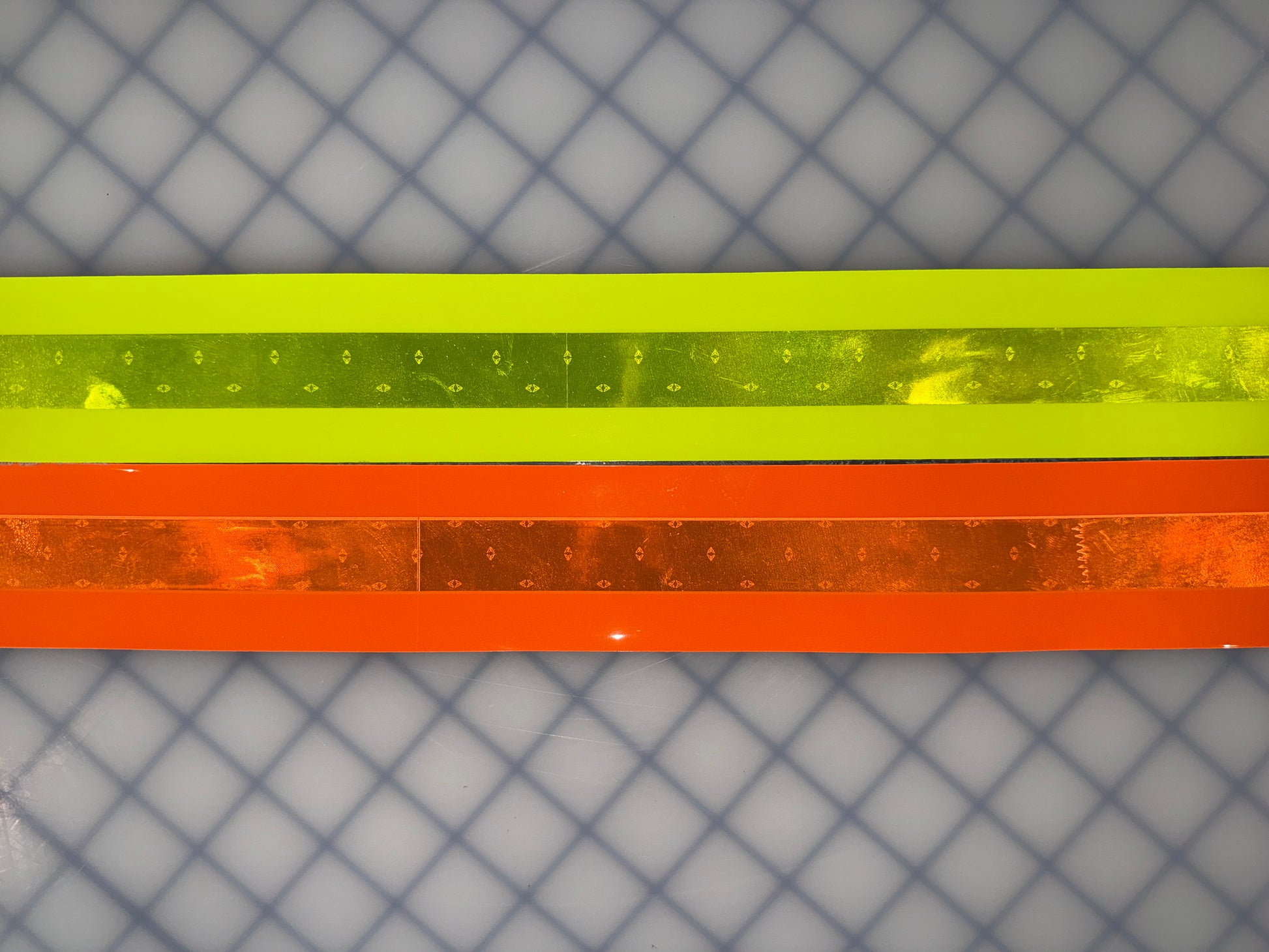 2" Oralite FTP2550 Ultra Brilliance Prismatic Sew On Fire Trim - Fluorescent Red Orange & Fluorescent Lime - Reflective Pro
