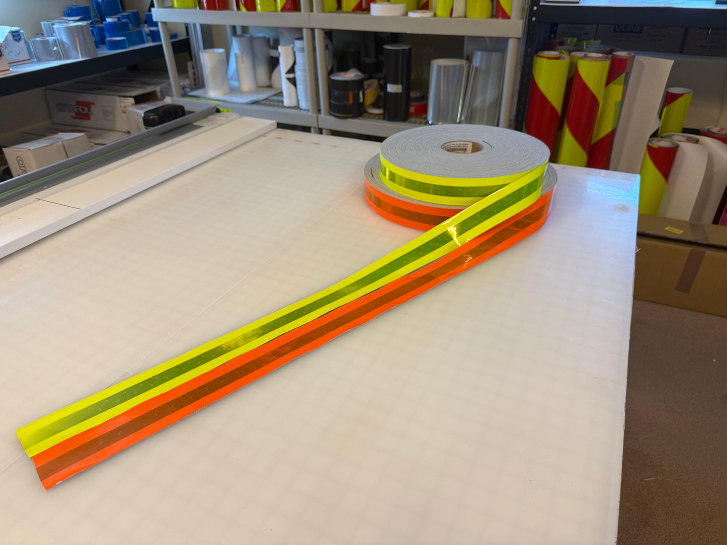 2" Oralite FTP2550 Ultra Brilliance Prismatic Sew On Fire Trim - Fluorescent Red Orange & Fluorescent Lime - Reflective Pro