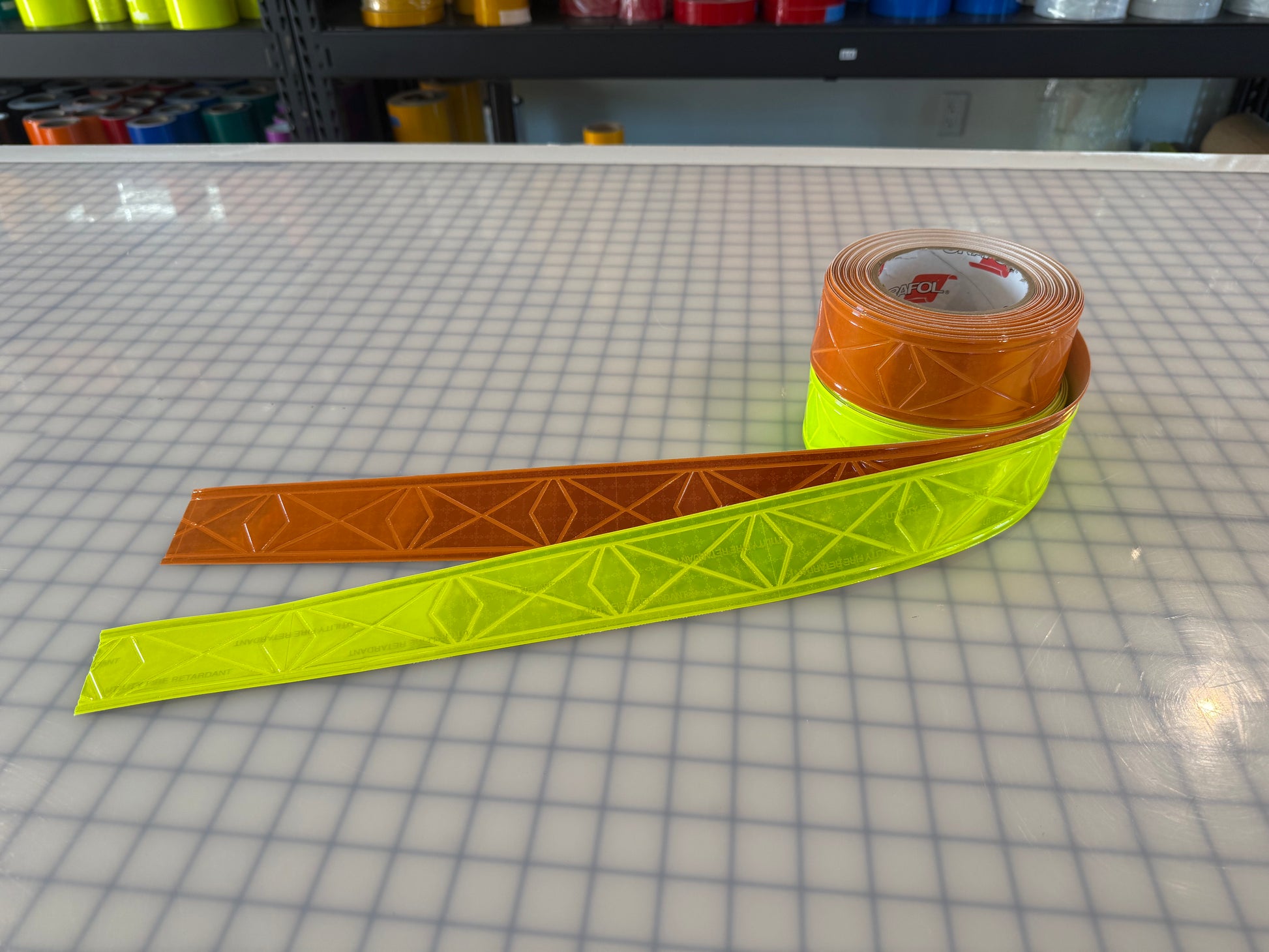 2" ORALITE UFR Brilliance Utility Fire Retardant Prismatic Trim - Orange & Fluorescent Lime - Reflective Pro