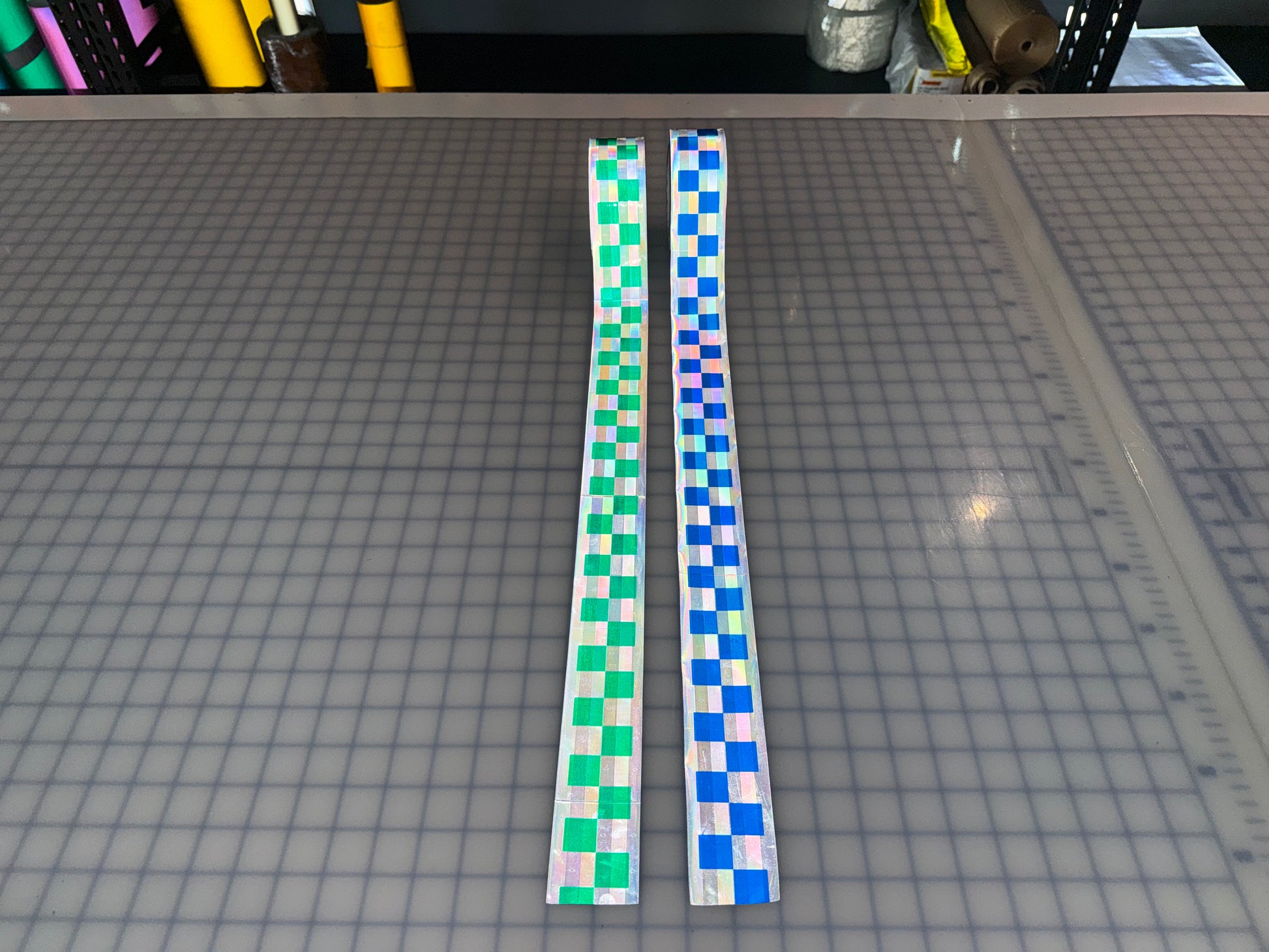 2" ORALITE GP801 Metalized Checkered Prismatic Sew On Trim - Blue & Green - Reflective Pro