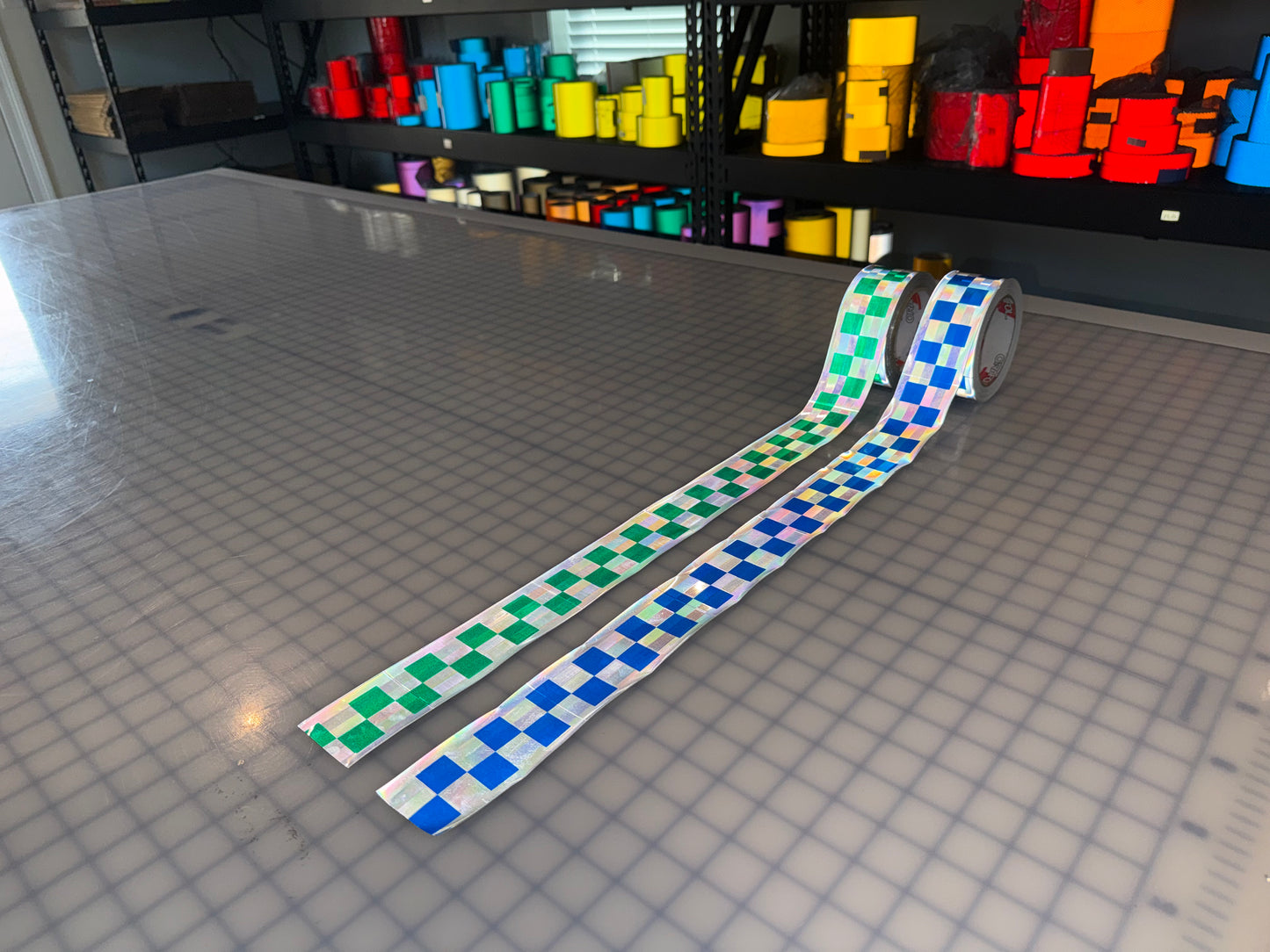 2" ORALITE GP801 Metalized Checkered Prismatic Sew On Trim - Blue & Green - Reflective Pro