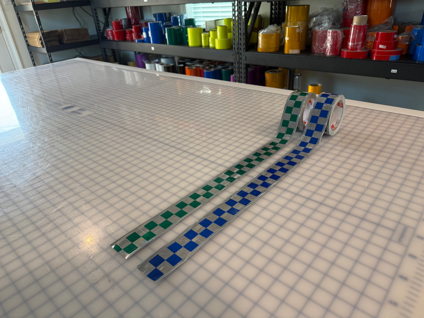 2" ORALITE GP801 Metalized Checkered Prismatic Sew On Trim - Blue & Green - Reflective Pro