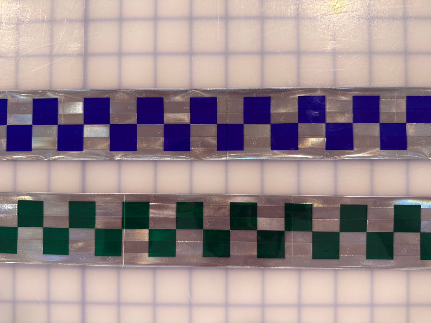 2" ORALITE GP801 Metalized Checkered Prismatic Sew On Trim - Blue & Green - Reflective Pro