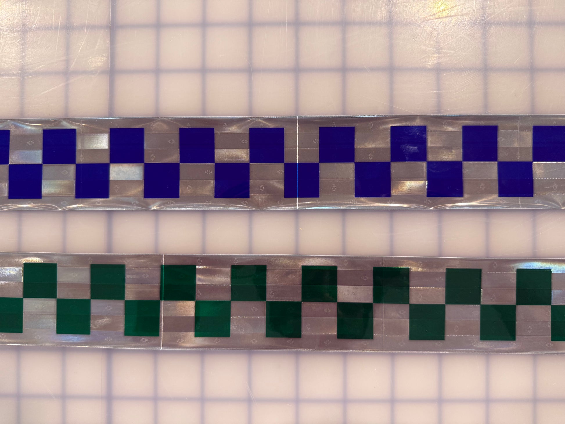 2" ORALITE GP801 Metalized Checkered Prismatic Sew On Trim - Blue & Green - Reflective Pro