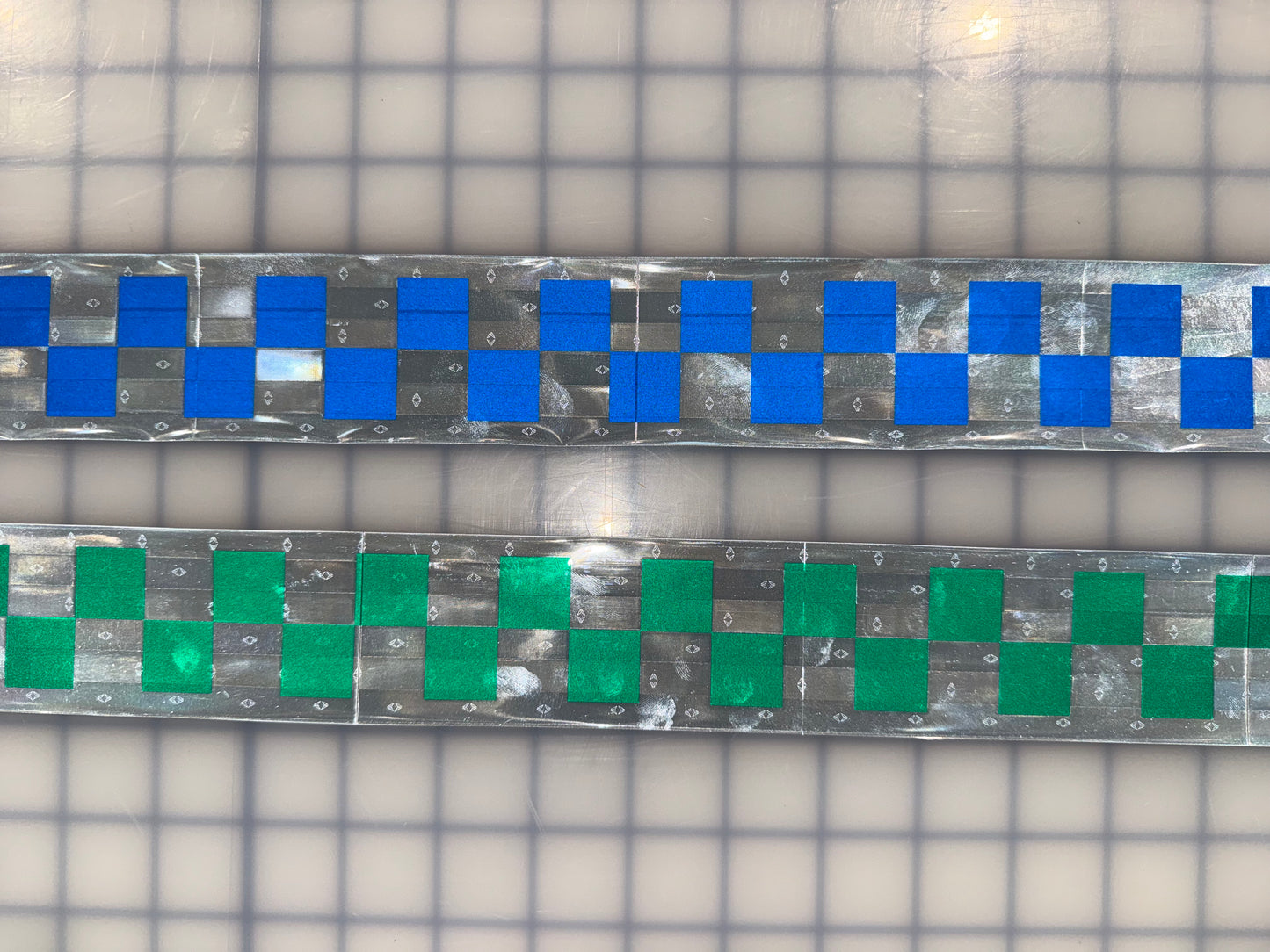 2" ORALITE GP801 Metalized Checkered Prismatic Sew On Trim - Blue & Green - Reflective Pro