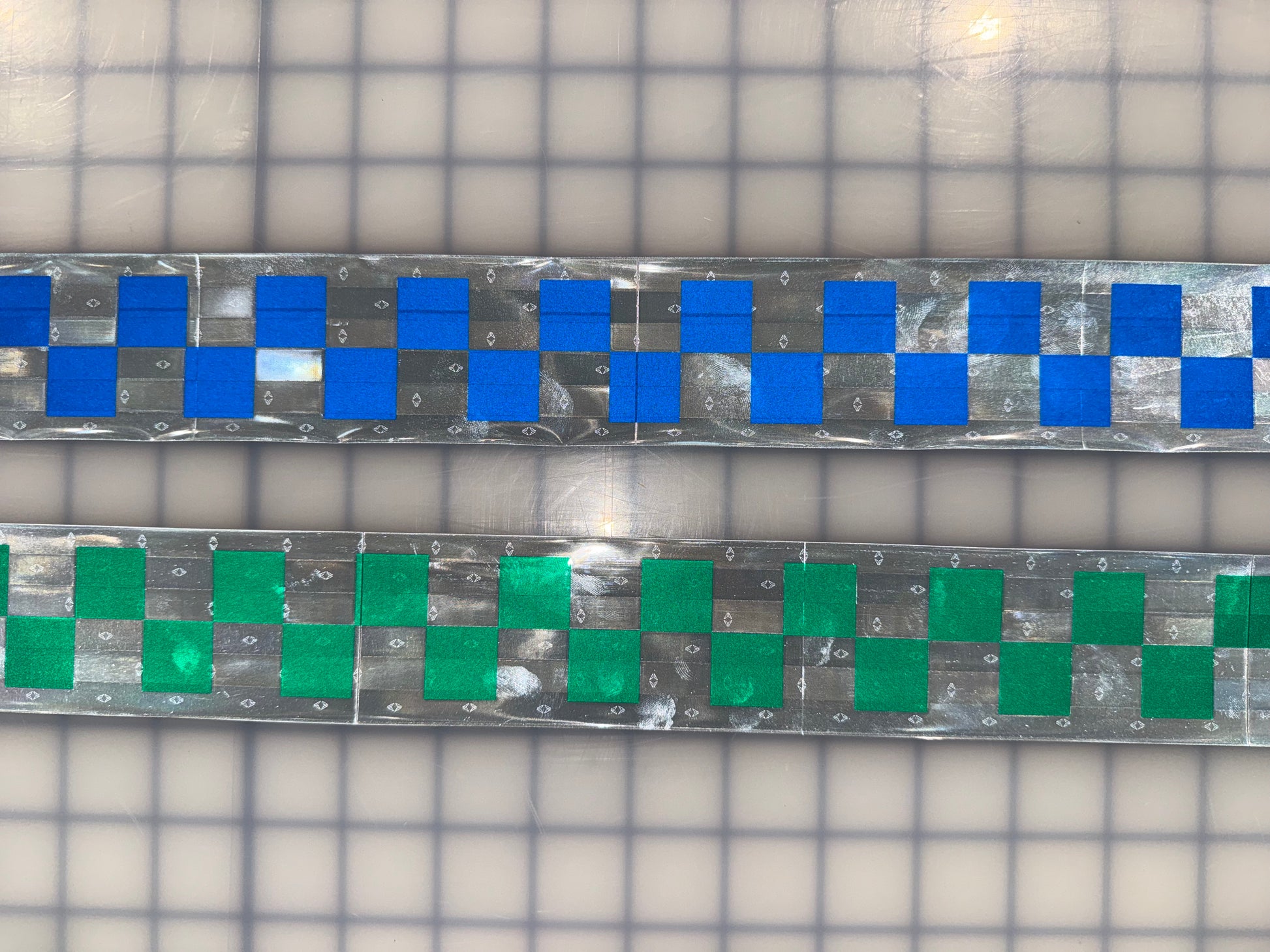 2" ORALITE GP801 Metalized Checkered Prismatic Sew On Trim - Blue & Green - Reflective Pro