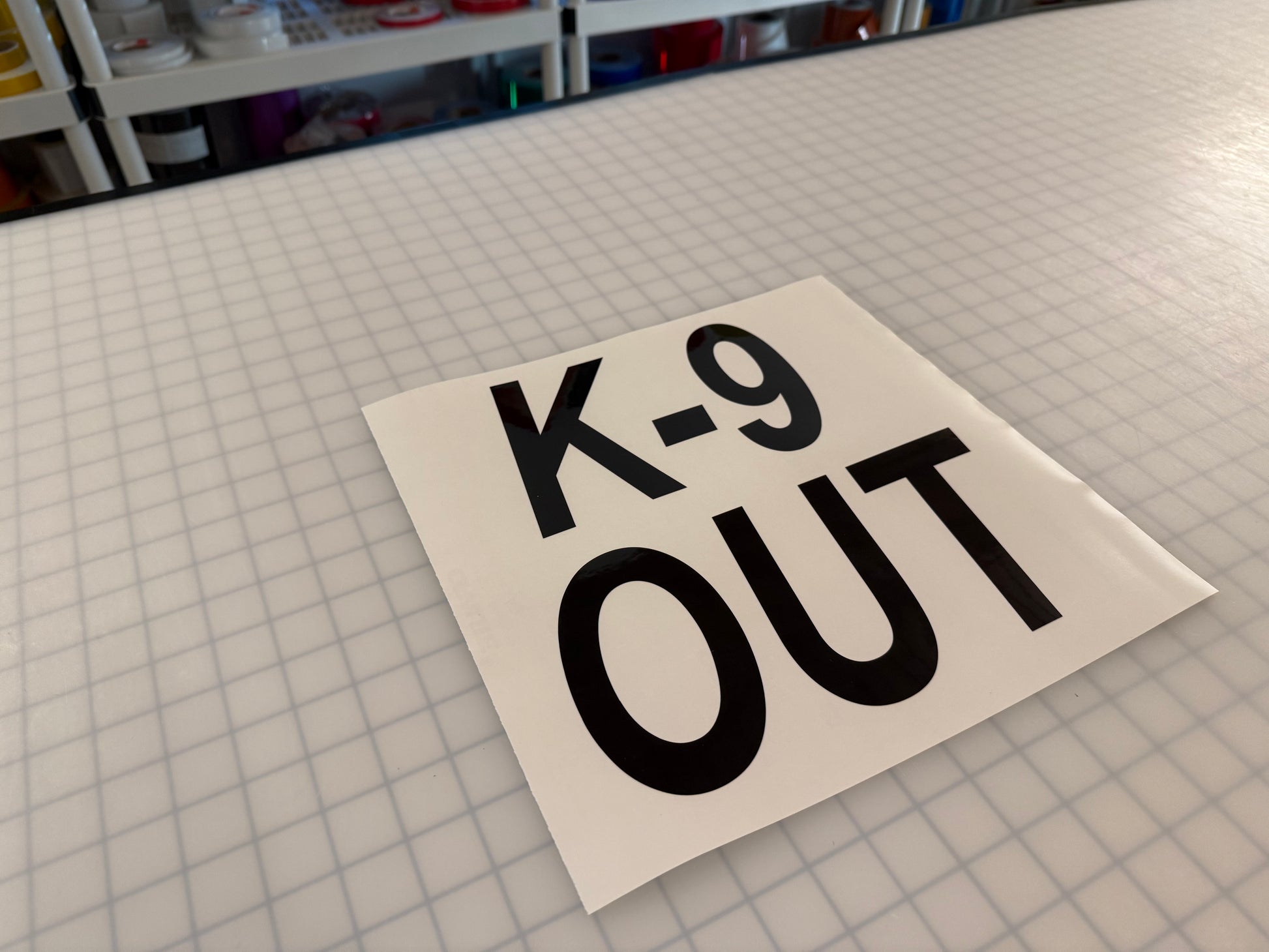 "K-9 OUT" 11"x11" Reflective Decal Italic - Reflective Pro
