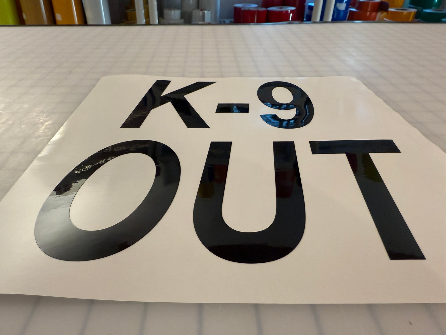 "K-9 OUT" 11"x11" Reflective Decal Italic - Reflective Pro