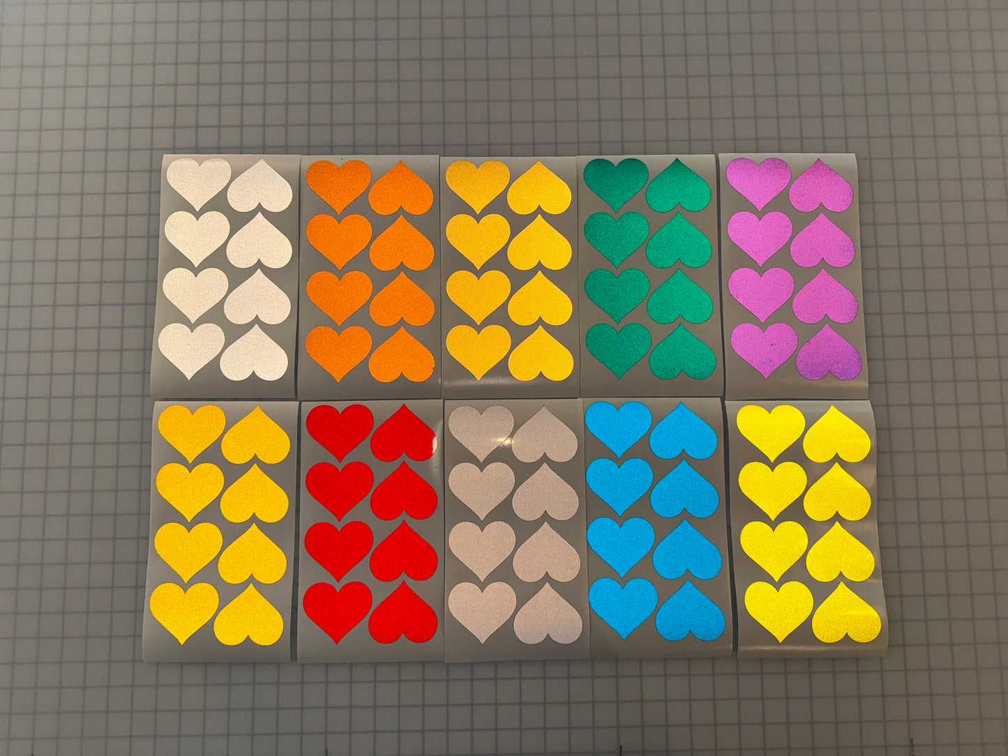8 Reflective 2.5" x 2.85" ELG Hearts - Reflective Pro