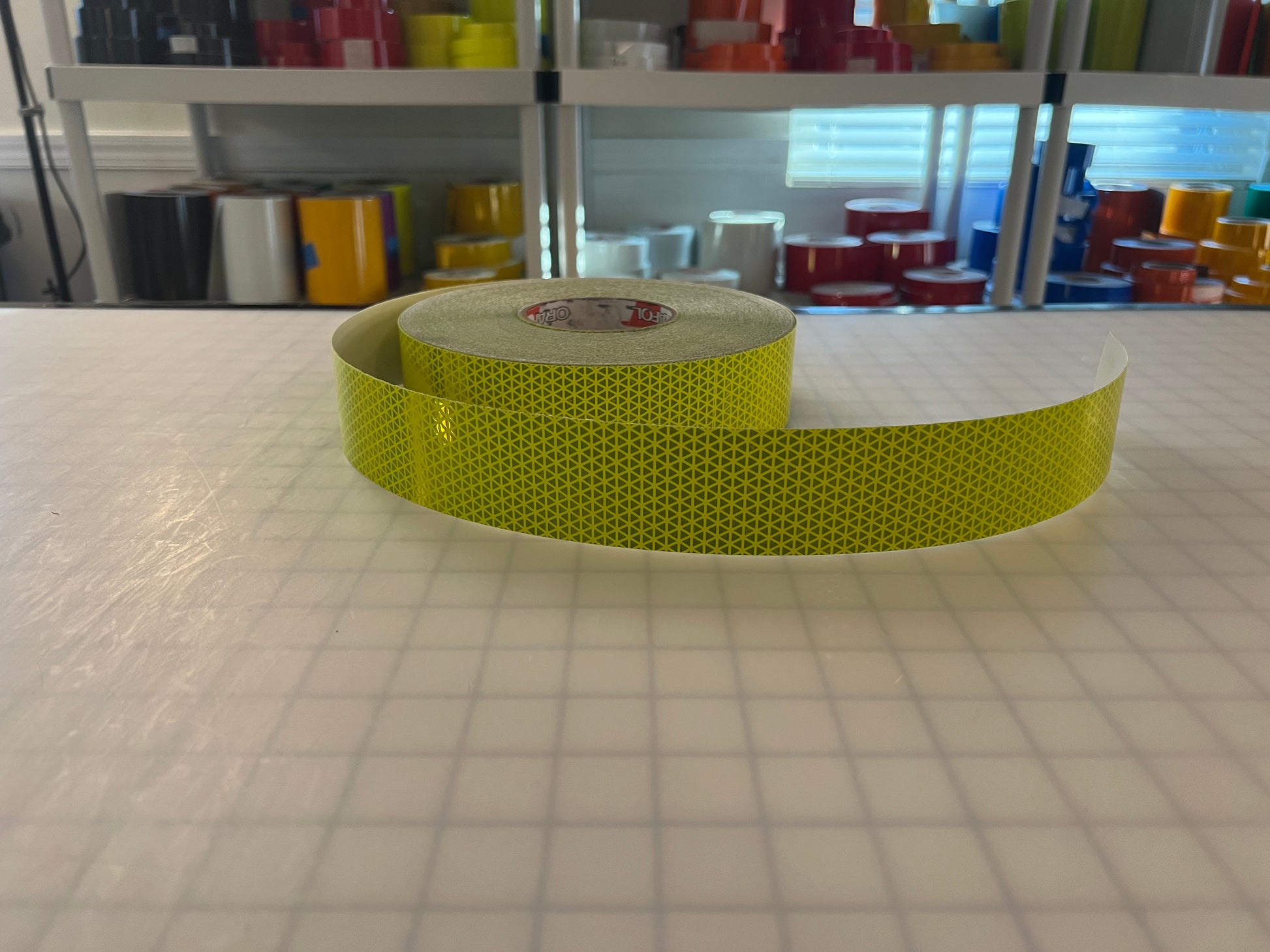 2" Inch Oralite V98 Fluorescent Lime Prismatic Reflective Tape - Reflective Pro
