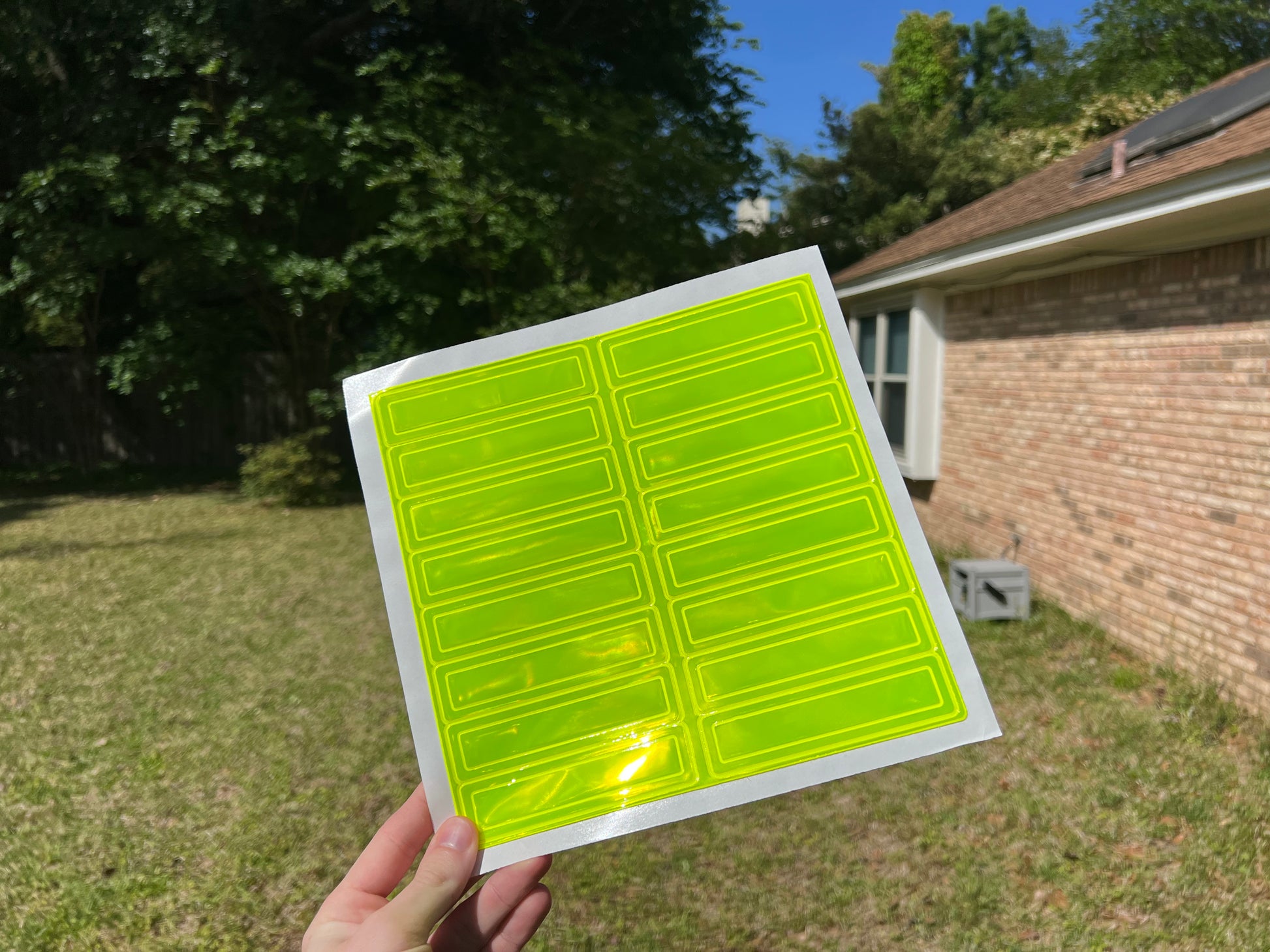 Oralite Reflective 1" x 4" Fluorescent Lime Rectangles Hot Dots (16 Per Sheet) - Reflective Pro