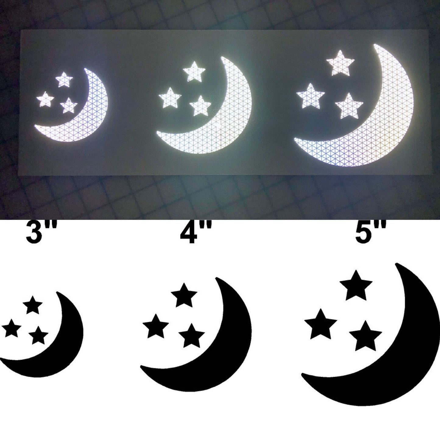 Reflective Prismatic "Moon & Stars" Sticker Oralite V98