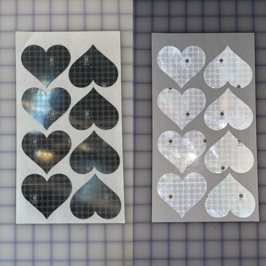 8 Oralite Reflective 2.5" x 2.85" SOLAS Hearts - Reflective Pro