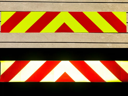 12" Lime & Red Reflective Chevron Panel - Reflective Pro