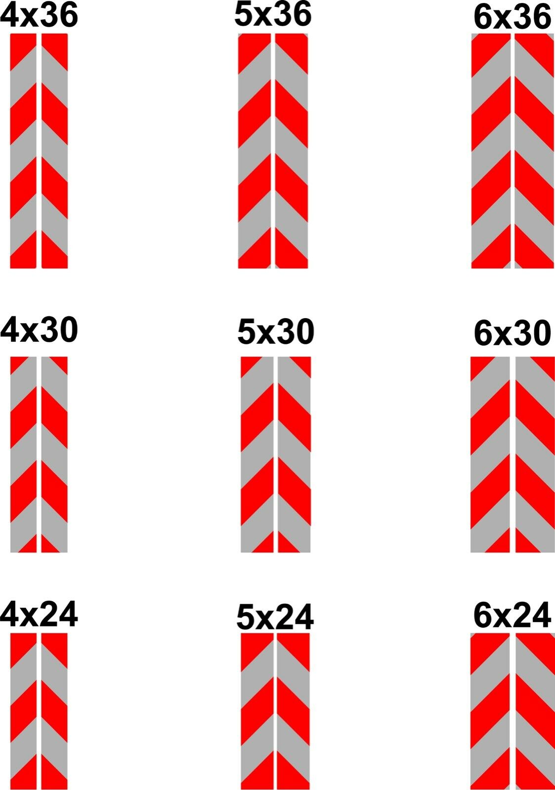 Vertical White & Red Reflective Chevron Panels (Multiple Sizes) - Reflective Pro