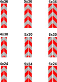 Vertical White & Red Reflective Chevron Panels (Multiple Sizes) - Reflective Pro