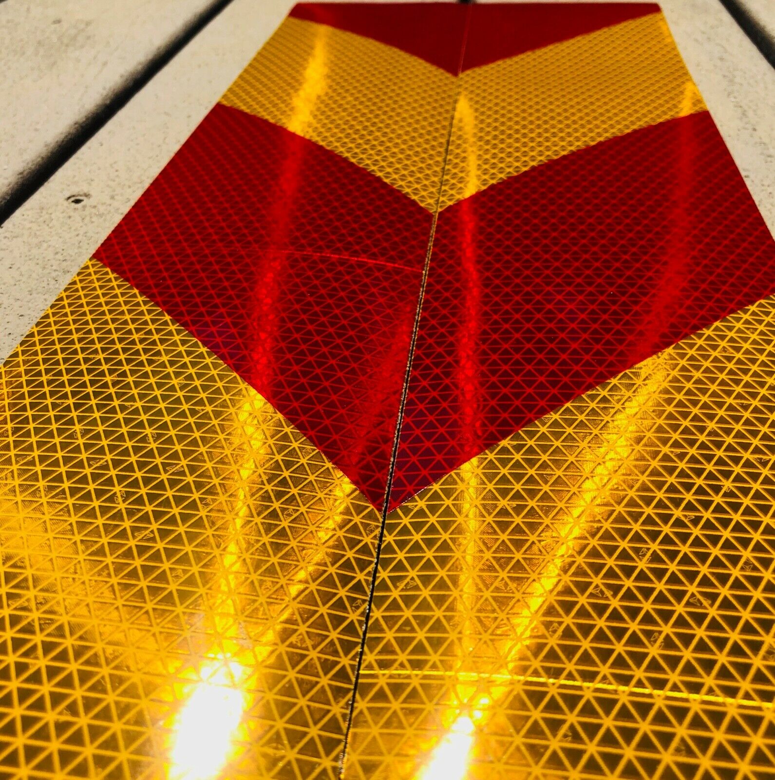 Vertical School Bus Yellow & Red Reflective Chevron Panels (Multiple Sizes) - Reflective Pro