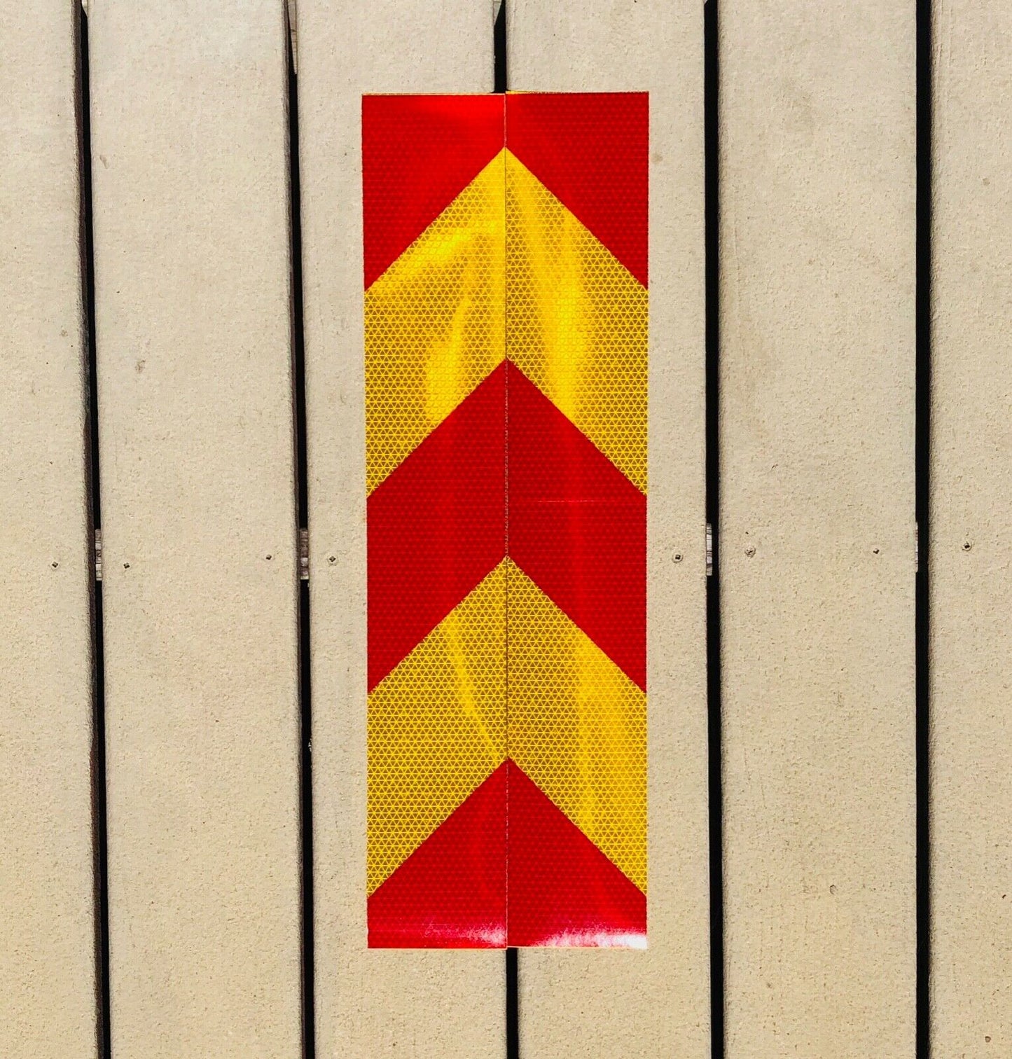 Vertical School Bus Yellow & Red Reflective Chevron Panels (Multiple Sizes) - Reflective Pro