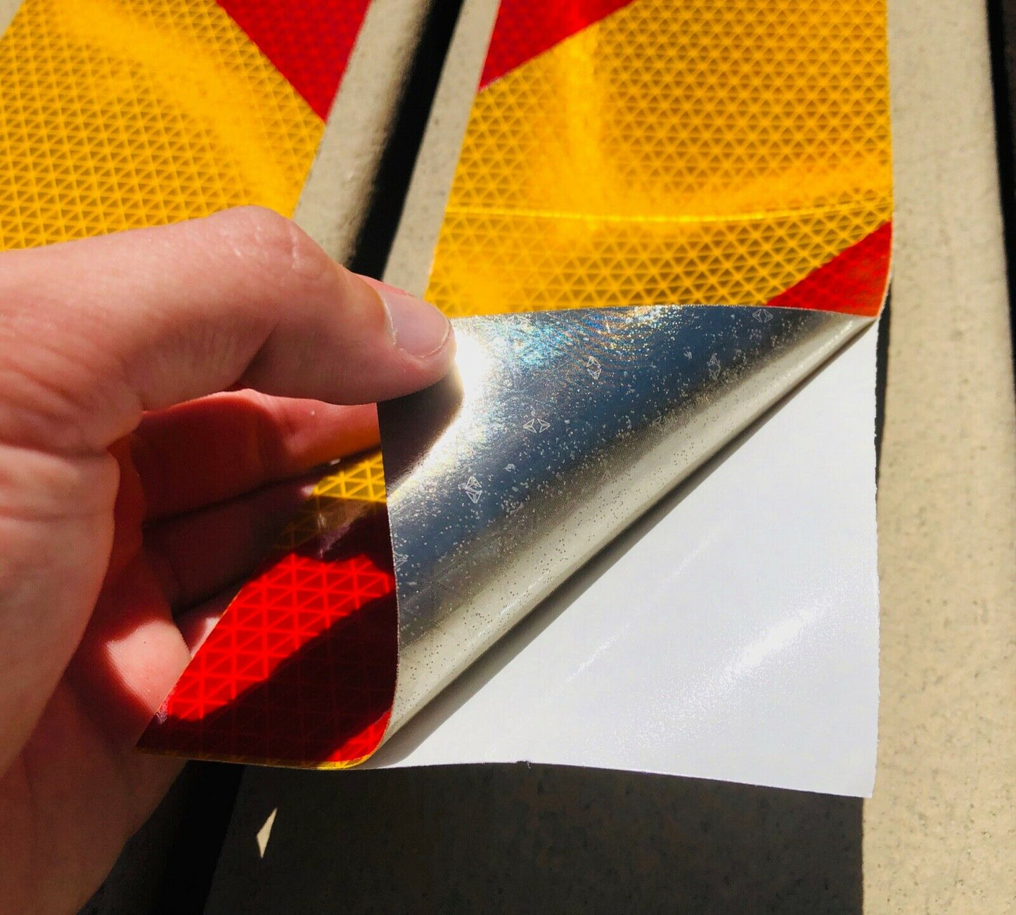 Vertical School Bus Yellow & Red Reflective Chevron Panels (Multiple Sizes) - Reflective Pro