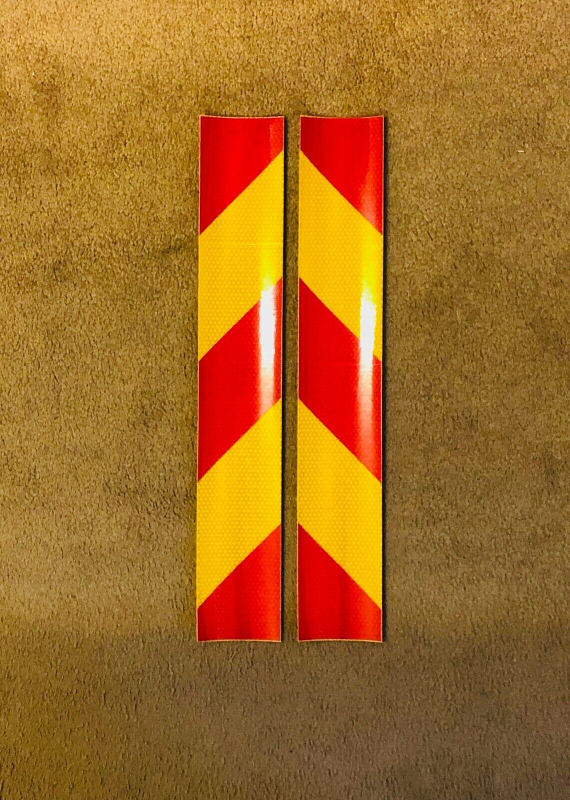 Vertical School Bus Yellow & Red Reflective Chevron Panels (Multiple Sizes) - Reflective Pro
