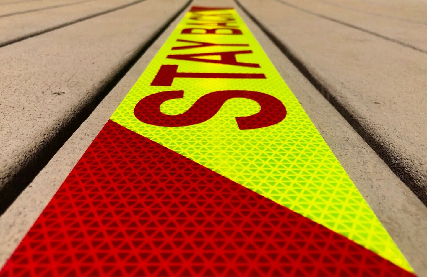 "STAY BACK"  Reflective Chevron Word Panel 4"x36" - Reflective Pro