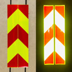 Vertical Lime & Red Reflective Chevron Panels (Multiple Sizes) - Reflective Pro