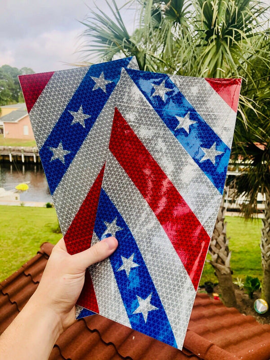 6"x12" Reflective Chevron Panel Patriot Stars - Reflective Pro