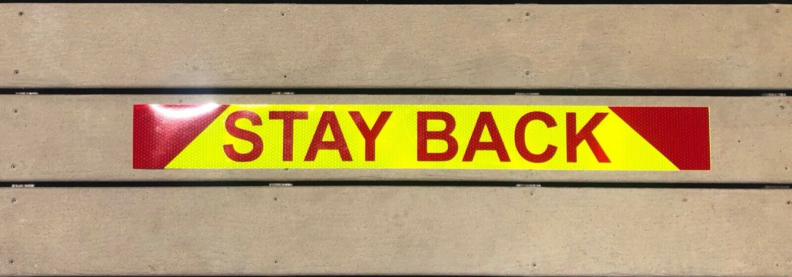 "STAY BACK"  Reflective Chevron Word Panel 4"x36" - Reflective Pro