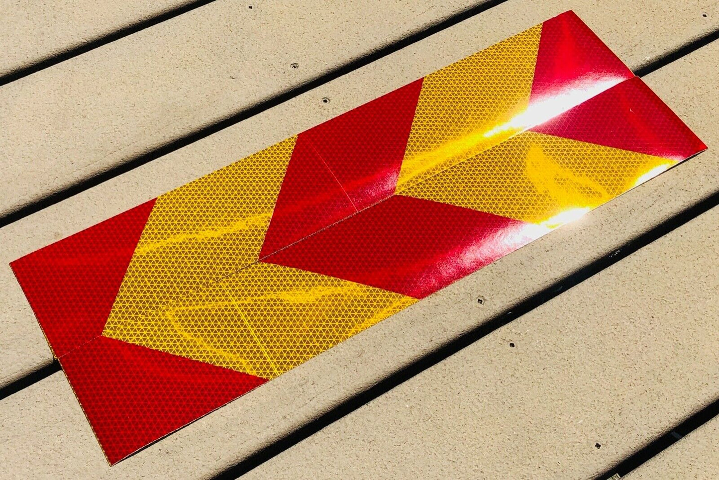 Vertical School Bus Yellow & Red Reflective Chevron Panels (Multiple Sizes) - Reflective Pro