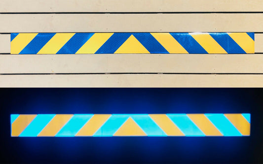 Blue & Gold Reflective Chevron Panel (Multiple Sizes) - Reflective Pro