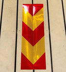 Vertical School Bus Yellow & Red Reflective Chevron Panels (Multiple Sizes) - Reflective Pro
