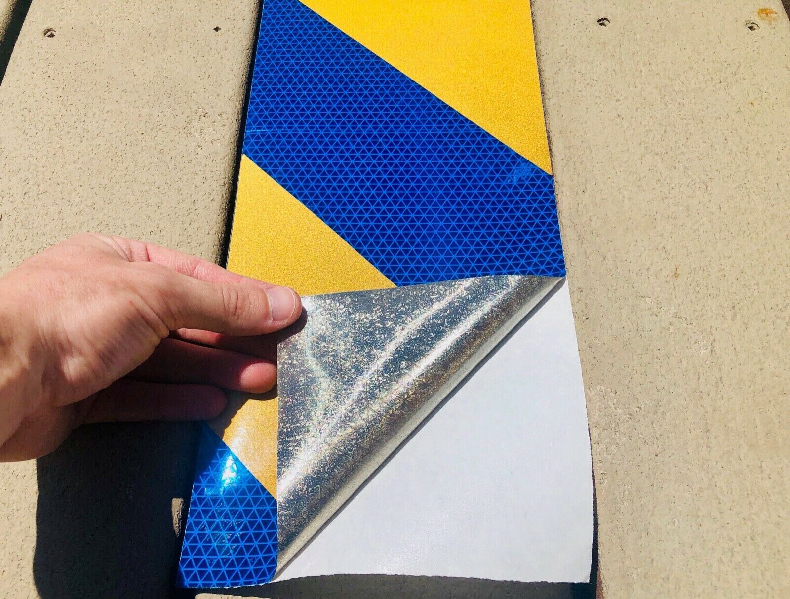 Blue & Gold Reflective Chevron Panel (Multiple Sizes) - Reflective Pro