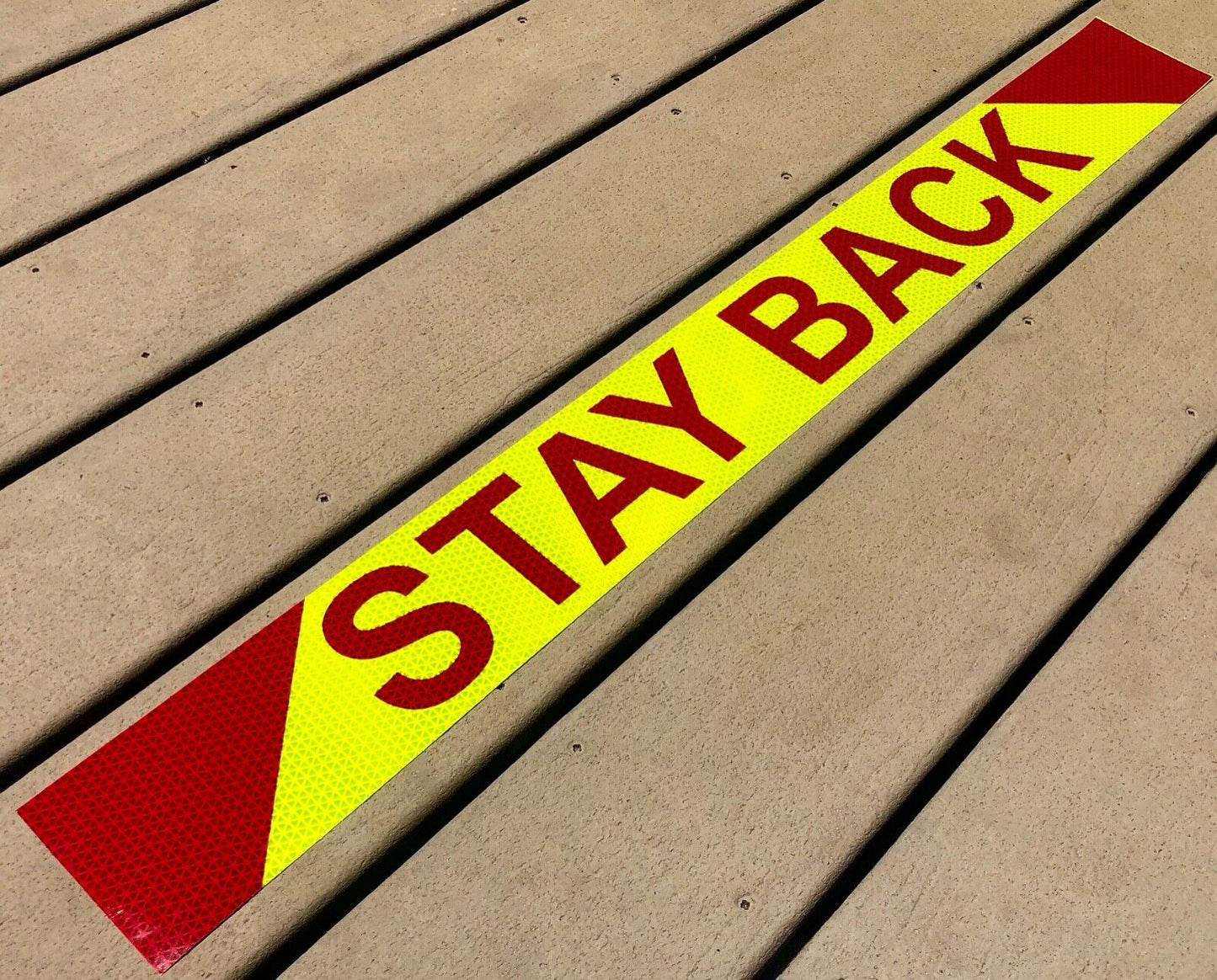 "STAY BACK"  Reflective Chevron Word Panel 4"x36" - Reflective Pro