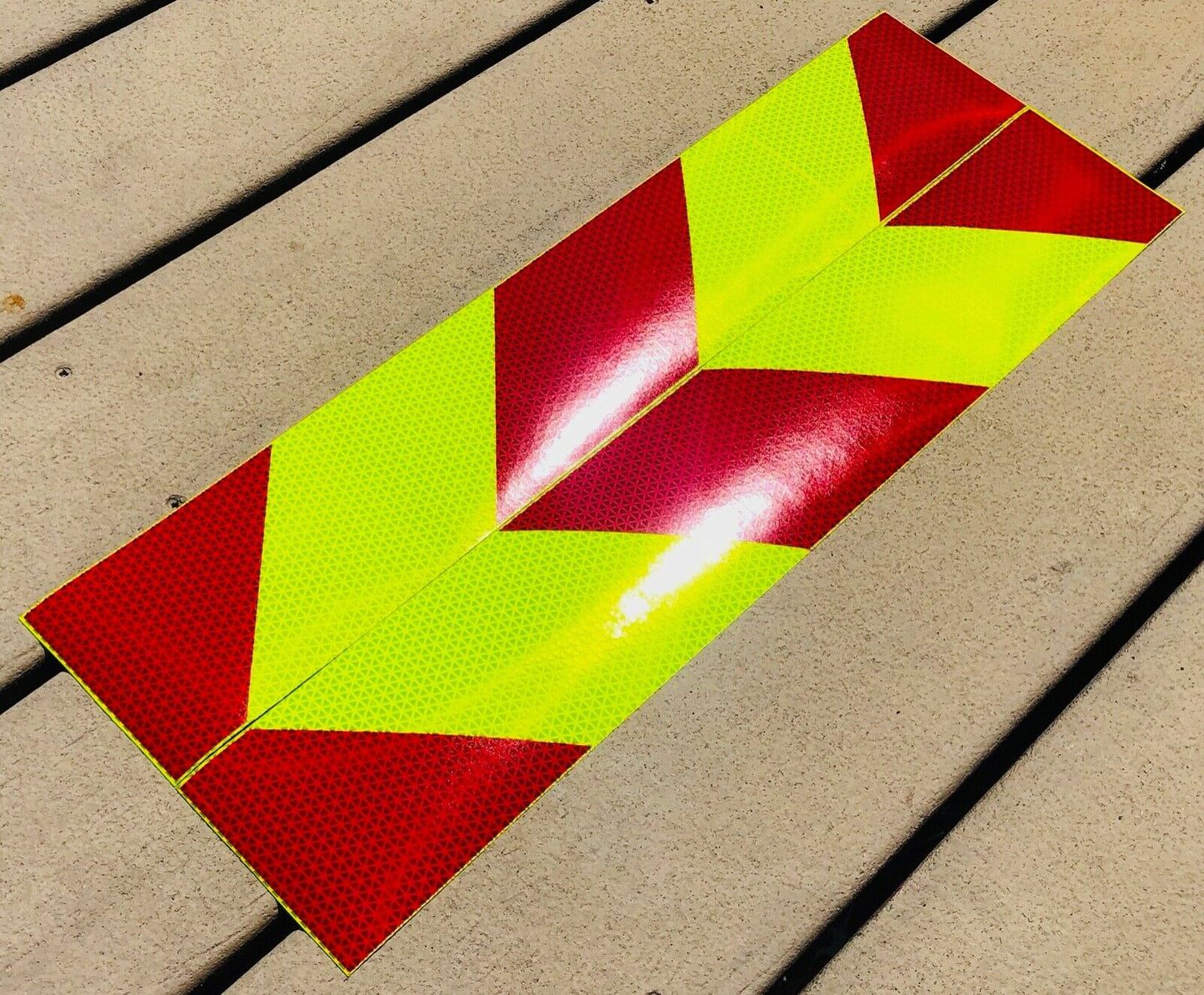 Vertical Lime & Red Reflective Chevron Panels (Multiple Sizes) - Reflective Pro